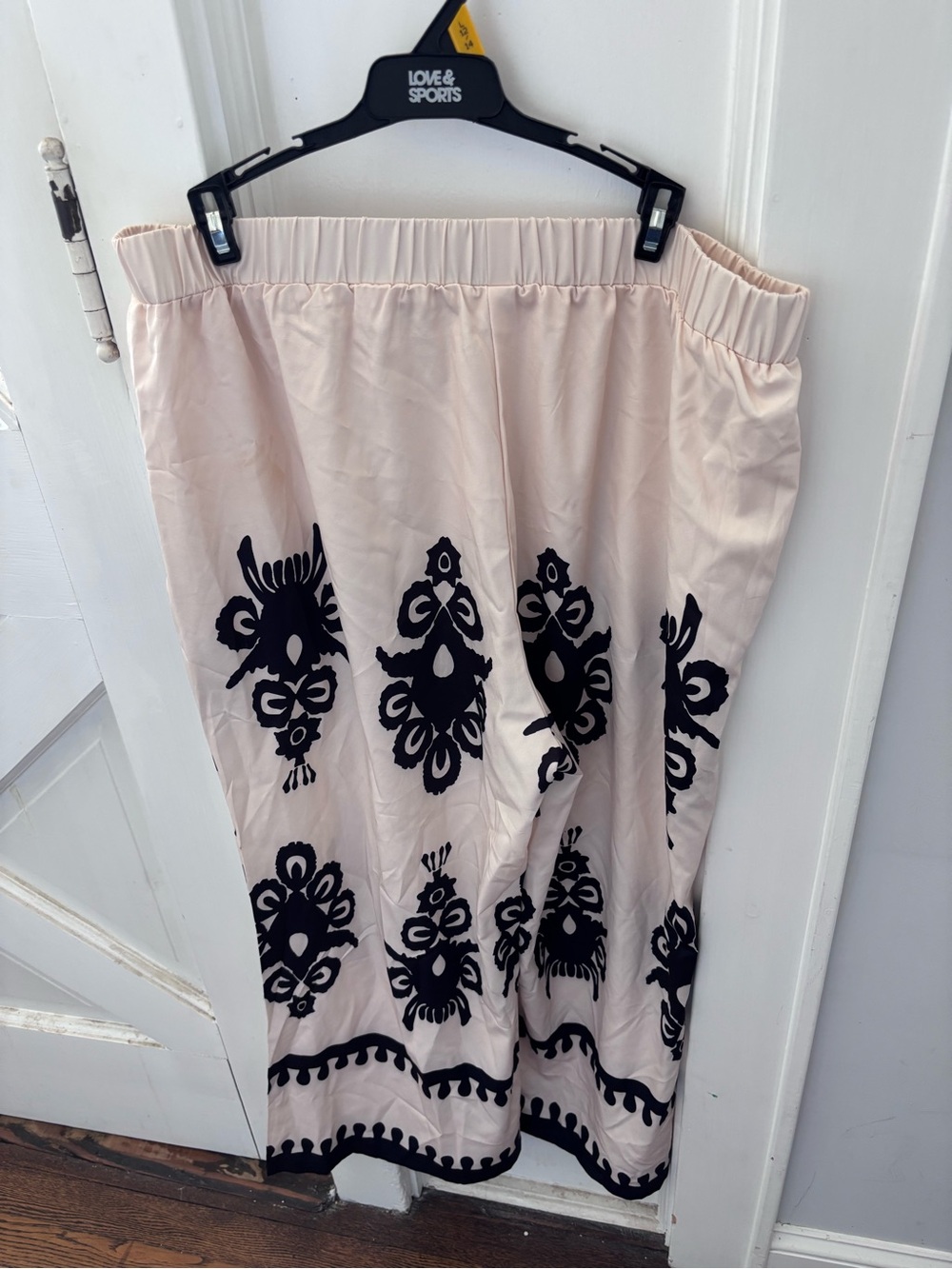 Womens Cream Maxi Skirt with Black Embroidered Motif - Picture 2 of 5